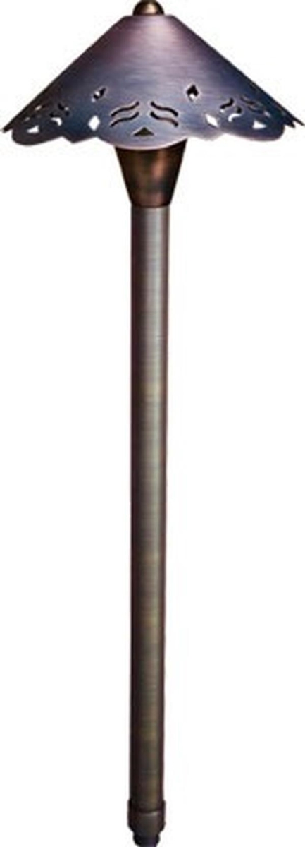 LV38-L3-30K-WBS 12V G4 LED 3W 30K Cast Brass Cone Path Light with Design, Weathered Brass