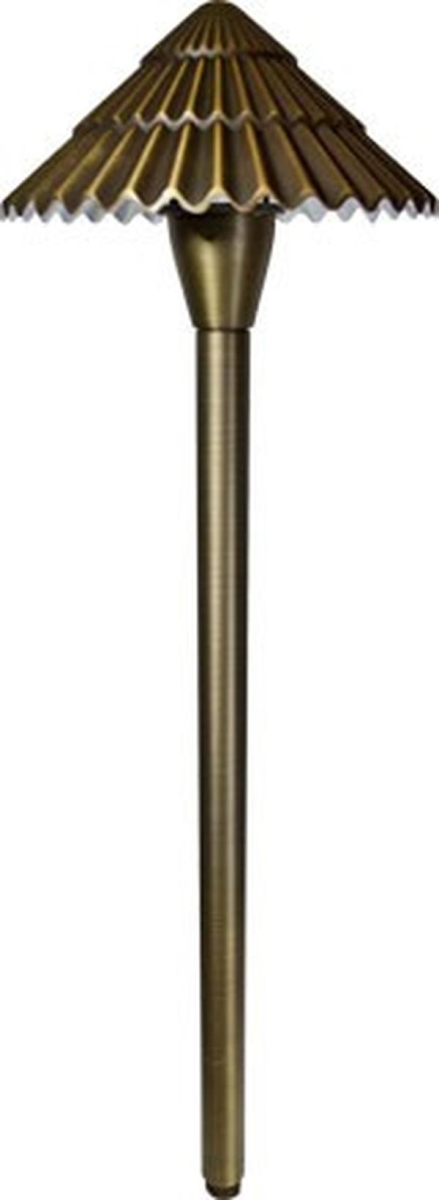 LV48-L3-30K-WBS 12V G4 LED 3W 30K Cast Brass Ribbed Path Light, Weathered Brass