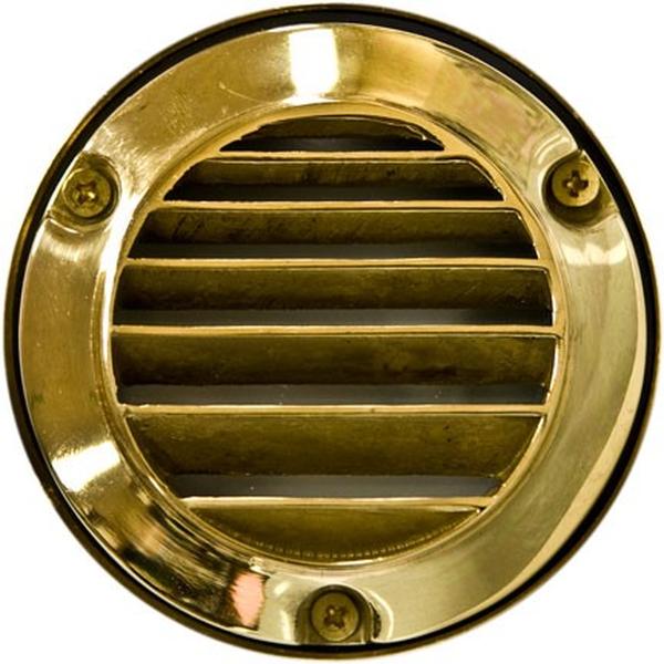 LV610-L3-AMB-BS 12V G4 LED 3W Amber Brass Round Louvred Step Light, Brass