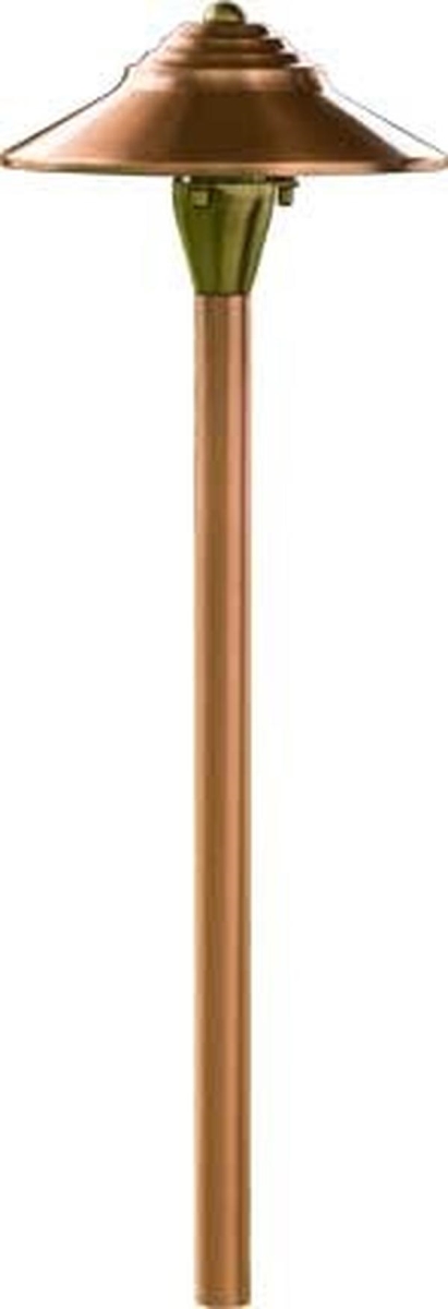 LV66-L3-AMB-CP 12V G4 LED 3W Amber Cast Brass & Copper Ribbed Top Path Light, Copper