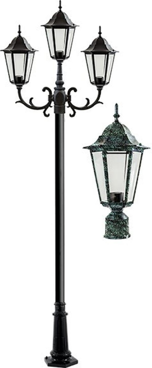 GM1323S-VG 120V E26 3X Cast Aluminium 3 Post Top Light Fixture Pole Plus Base, Verde Green