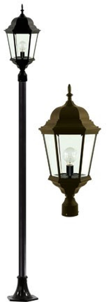 GM2351-BZ 120V E26 Cast Aluminium 1 Post Top Light Fixture Pole Plus Base, Bronze
