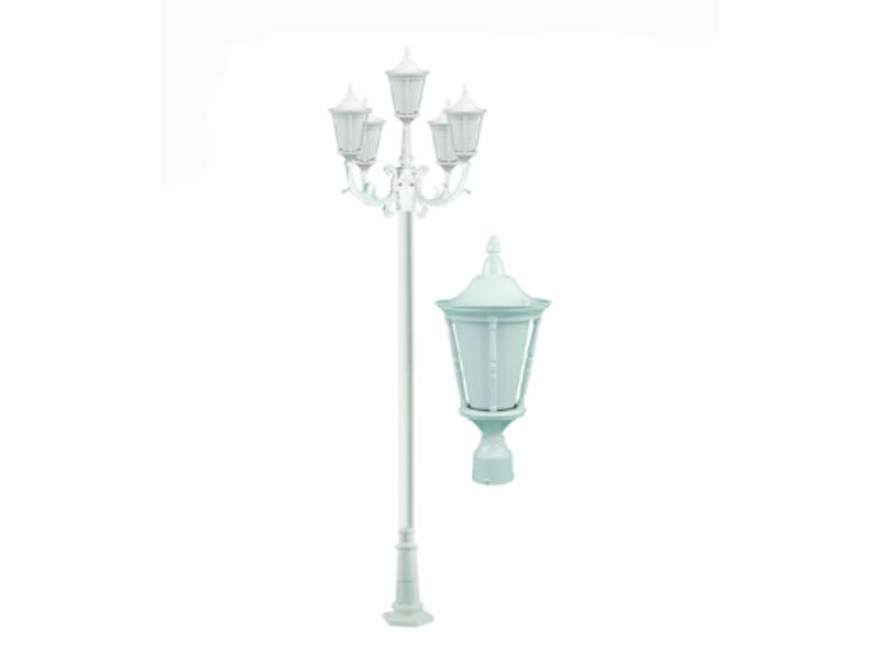 GM1121-L6-30K-W 120V E26 LED 6W 30K Cast Aluminium 1 Post Top Light Fixture Pole Plus Base, White