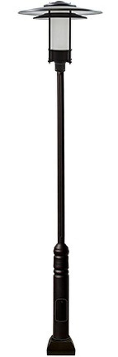 GM5101-B-FR 120V E26 Frost Cast Aluminium 1 Post Top Light Fixture Pole Plus Base, Black