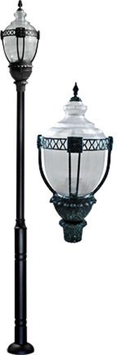 GM6601-VG 120V E39 Cast Aluminium 1 Post Top Light Fixture Pole Plus Base, Verde Green