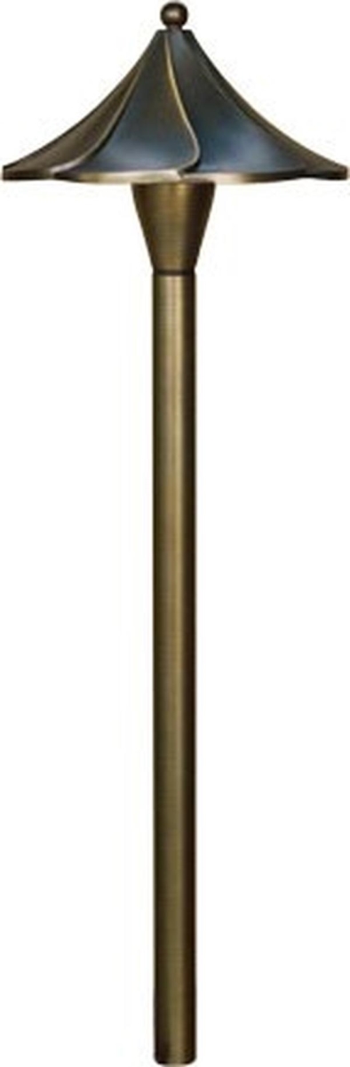LV47-L3-30K-WBS 12V G4 LED 3W 30K Cast Brass Scalloped Path Light, Weathered Brass