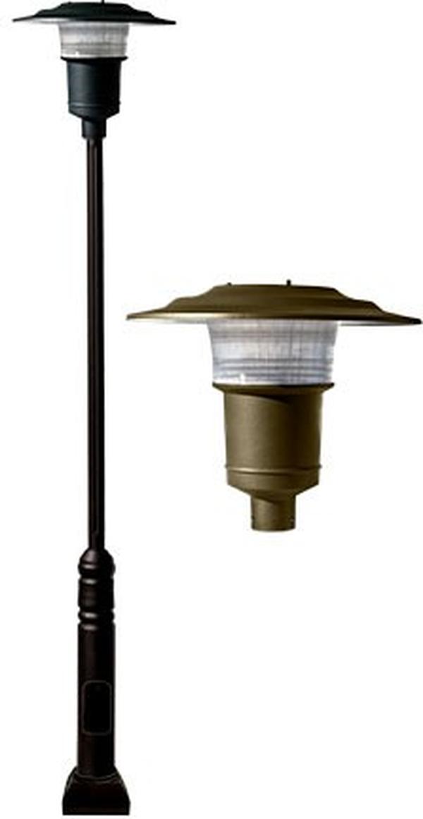 GM6551-BZ 120V E26 Cast Aluminium 1 Post Top Light Fixture Pole Plus Base, Bronze