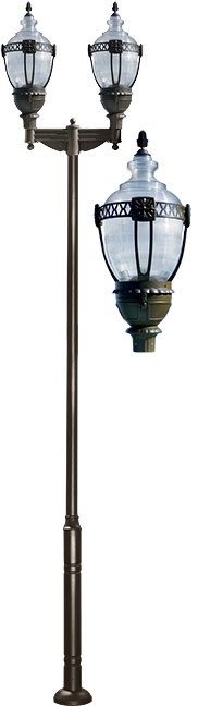 GM6602-BZ 120V E39 Cast Aluminium 2 Post Top Light Fixture Pole Plus Base, Bronze