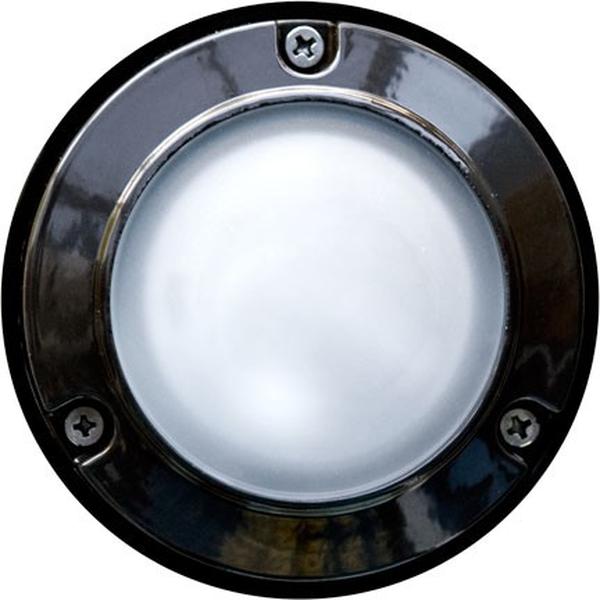 LV703-L3-AMB-B 12V G4 LED 3W Amber Cast Aluminium Round Open Face Step Light, Black