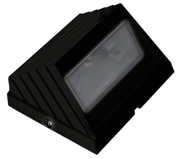 LV706-L3-AMB-B 12V G4 LED 3W Amber Cast Aluminium Round Tilted Step Light, Black
