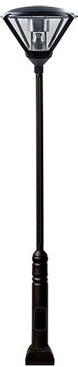 GM5001-B 120V E26 Cast Aluminium 1 Post Top Light Fixture Pole Plus Base, Black