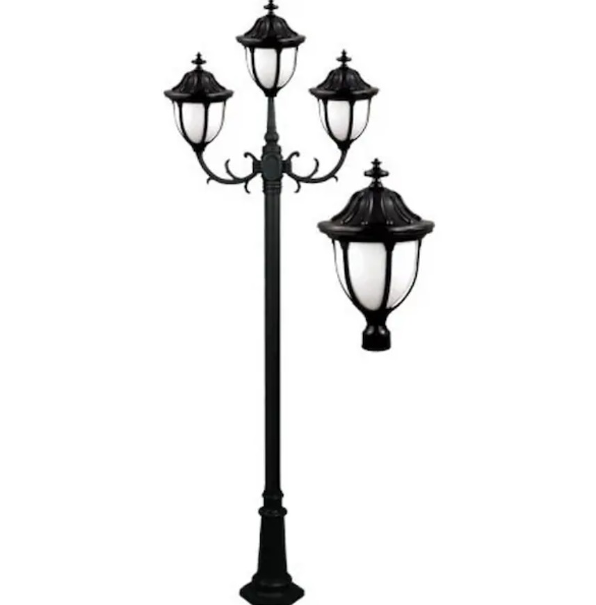 GM5523-BZ 120V E26 3X Cast Aluminium 3 Post Top Light Fixture Pole Plus Base, Bronze