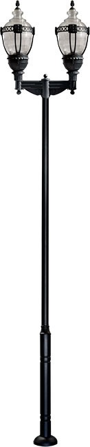 GM6602-B 120V E39 Cast Aluminium 2 Post Top Light Fixture Pole Plus Base, Black
