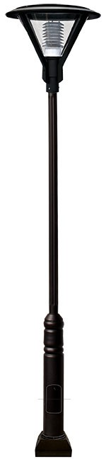 GM9501-B 120V E26 Cast Aluminium 1 Post Top Light Fixture Pole Plus Base, Black