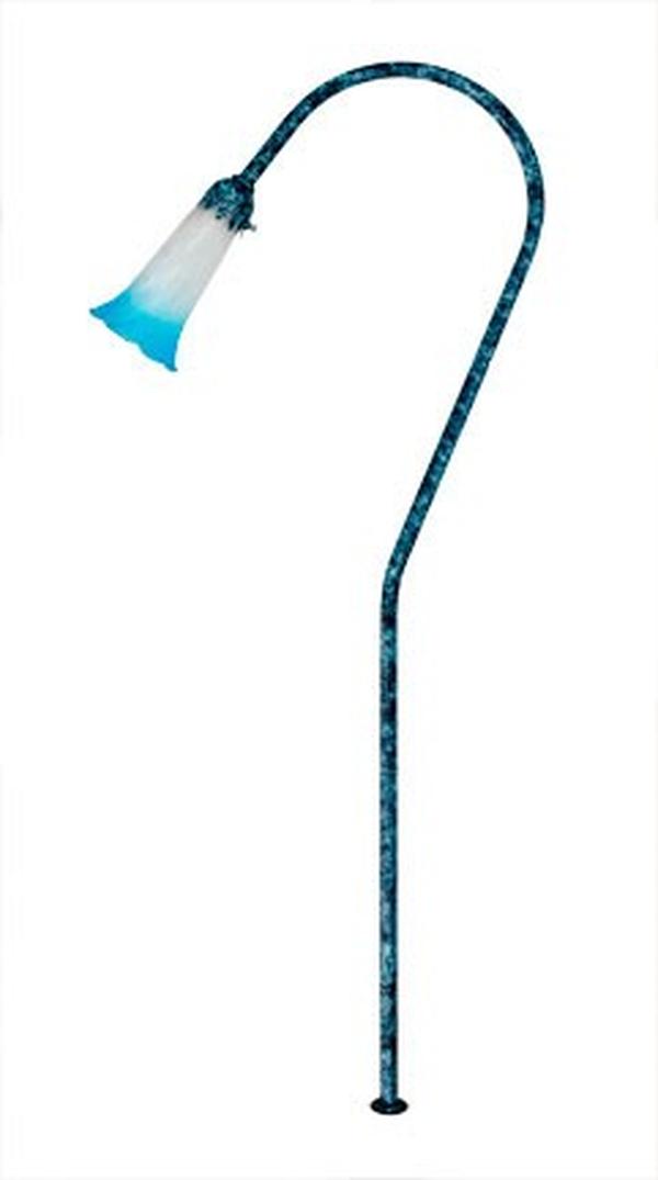LV114-BLUE-L3-64K-VG 12V G4 LED 3W 64K Cast Brass Blue Flower Glass Path Light, Verde Green