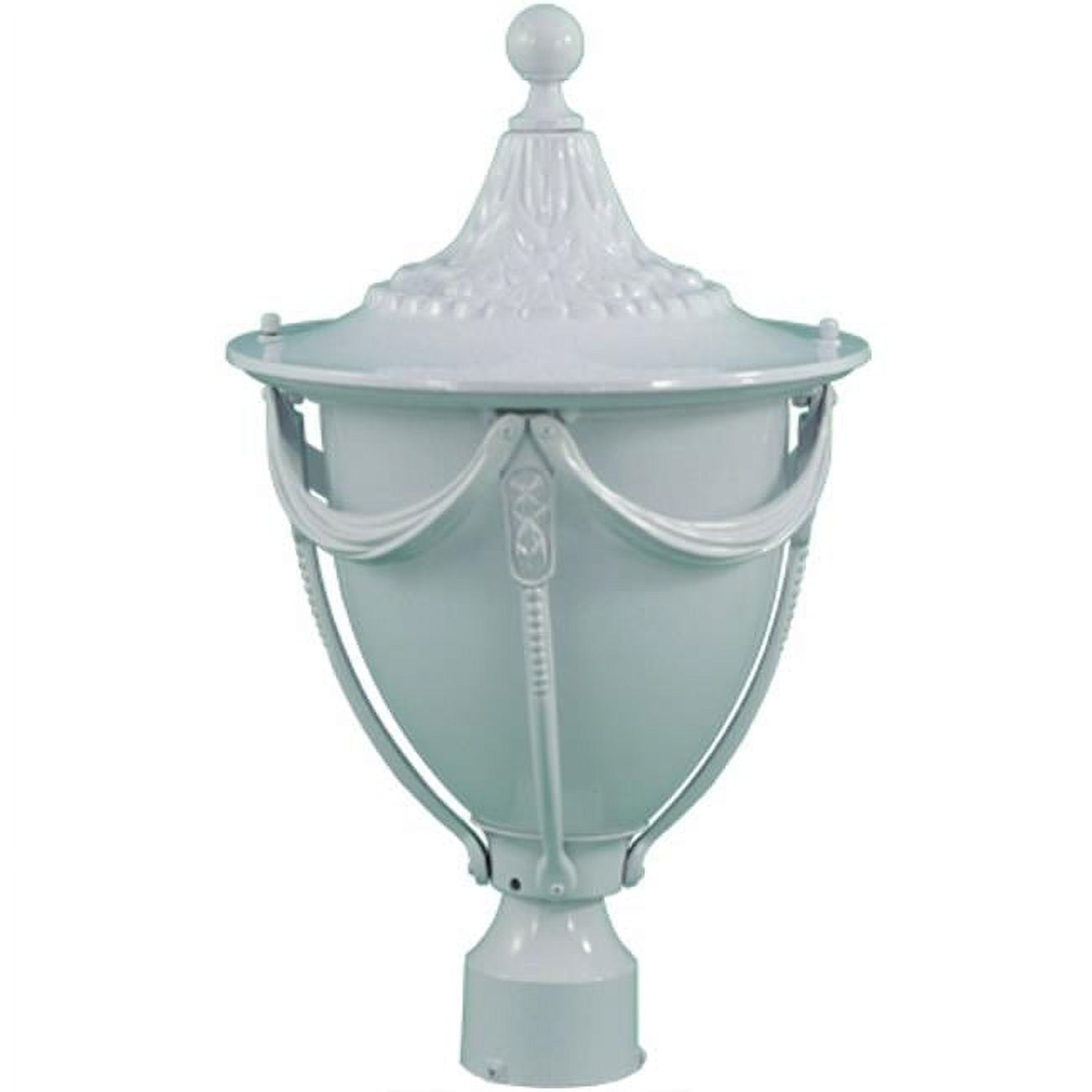 Picture of Dabmar Lighting GM480-W Powder Coated Cast Aluminum Post Top Light Fixture, White - 19 x 11.31 x 11.31 in.