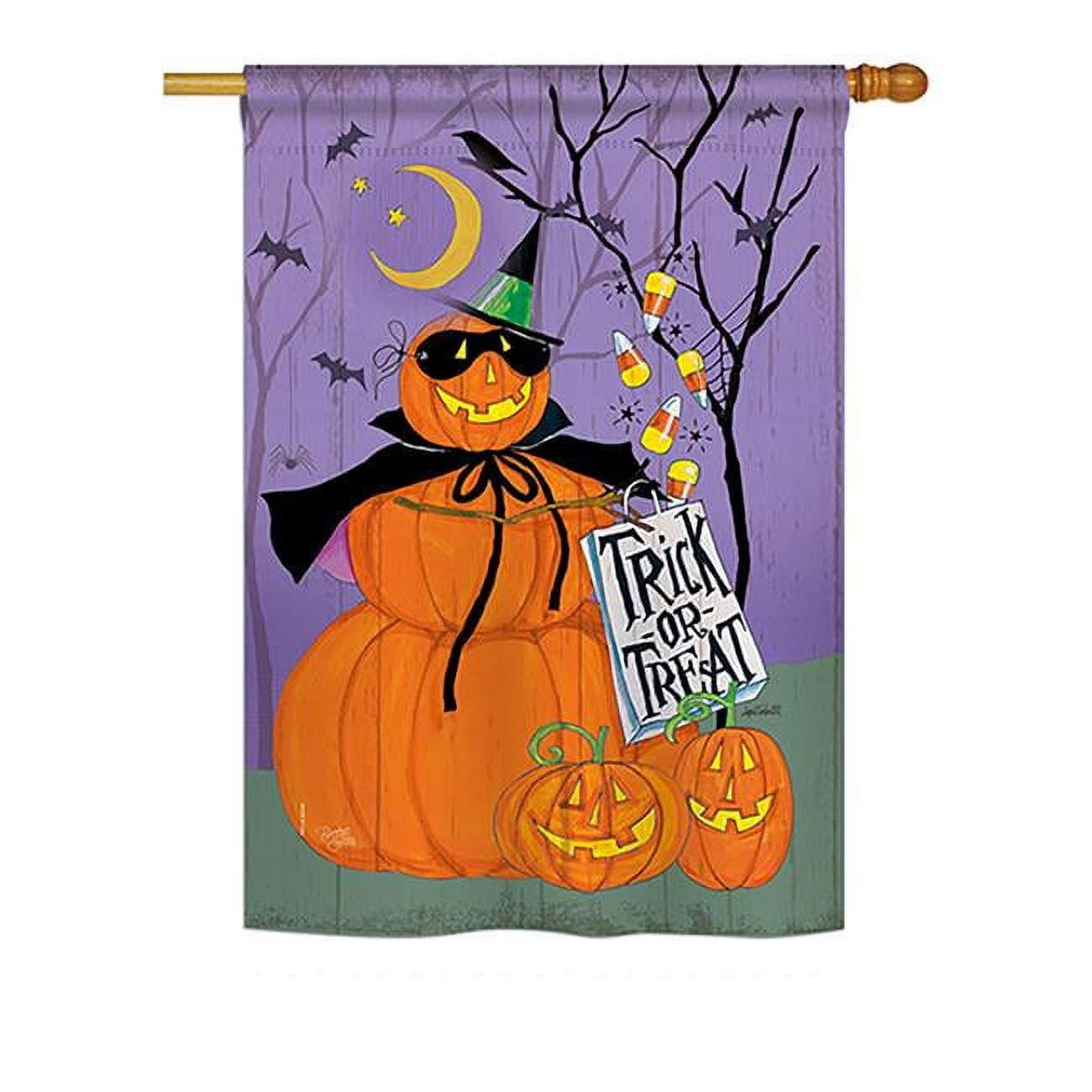 BD-HO-H-112084-IP-BO-DS02-US 28 x 40 in. Seasonal Halloween Impressions Decorative Vertical House Flag - Happy Pumpkin Trio Fall