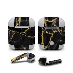 AAP-BLACKGOLD Apple Air Pods Skin - Black Gold Marble -  DecalGirl