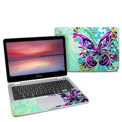 Picture of DecalGirl AC302-BFLYGLASS Asus Chromebook C302 Skin - Butterfly Glass