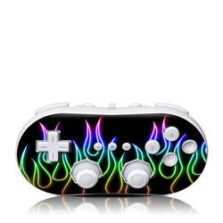 Picture of DecalGirl WIICC-NFLAMES-RBO Wii Classic Controller Skin - Rainbow Neon Flames
