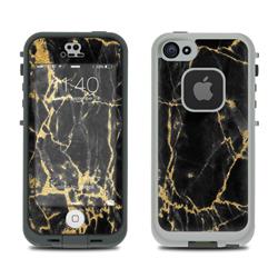 LCF5-BLACKGOLD Lifeproof iPhone 5S Fre Case Skin - Black Gold Marble -  DecalGirl