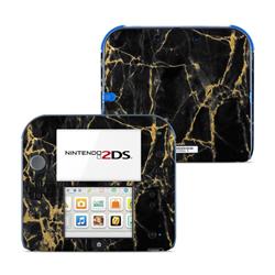 N2DS-BLACKGOLD Nintendo 2DS Skin - Black Gold Marble -  DecalGirl