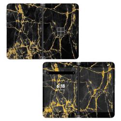 MDUO-BLACKGOLD Microsoft Surface Duo Skin - Black Gold Marble -  DecalGirl