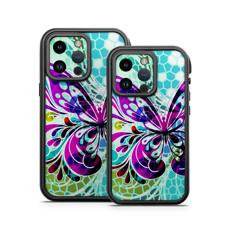 OFAIP14-BFLYGLASS Otterbox Fre iPhone 14 Case Skin - Butterfly Glass -  Decal Girl