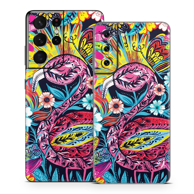 SGS21-FLASHYFLAMINGO Samsung Galaxy S21 Skin - Flashy Flamingo -  Decal Girl