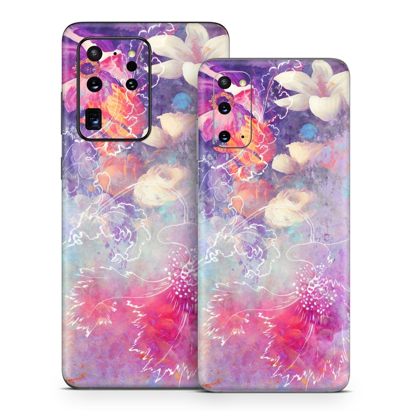 SGS20-SKFLILY Samsung Galaxy S20 Skin - Sketch Flowers Lily -  Decal Girl