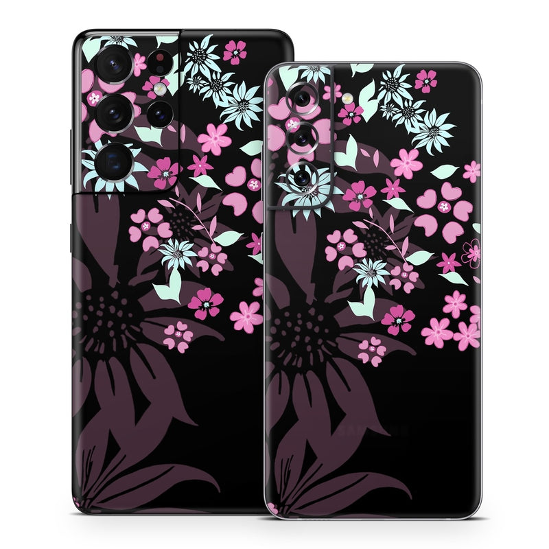 SGS21-DKFLOWERS Samsung Galaxy S21 Skin - Dark Flowers -  Decal Girl