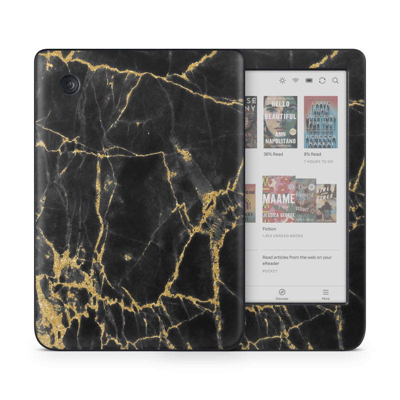 KCC-BLACKGOLD Kobo Clara Colour Skin - Black Gold Marble -  Decal Girl