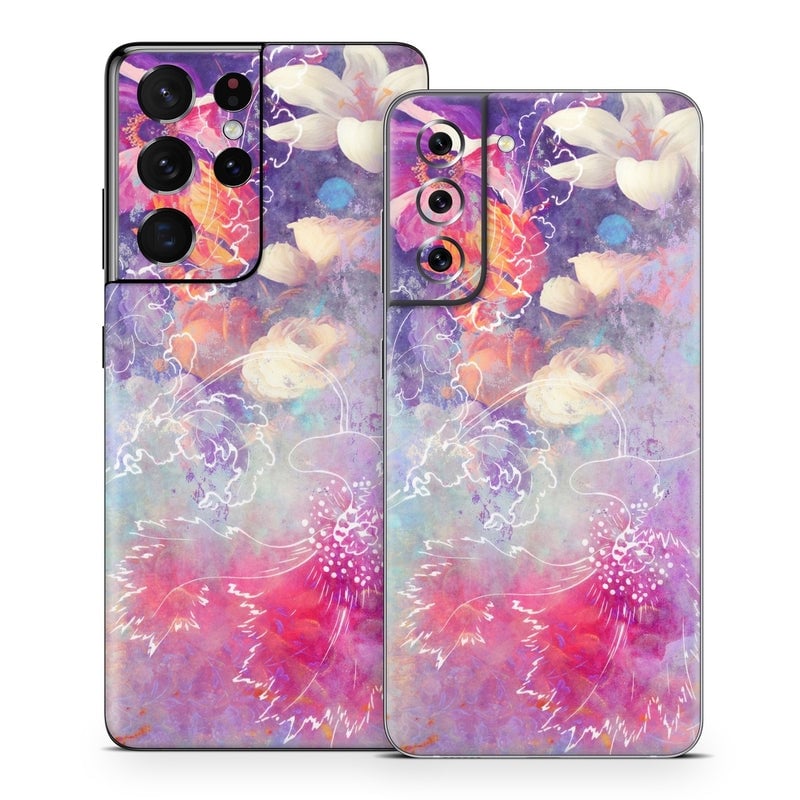 SGS21-SKFLILY Samsung Galaxy S21 Skin - Sketch Flowers Lily -  Decal Girl