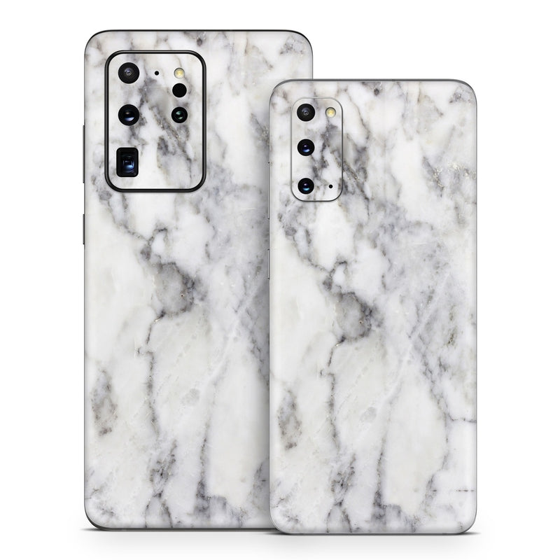 SGS20-WHT-MARBLE Samsung Galaxy S20 Skin - White Marble -  Decal Girl