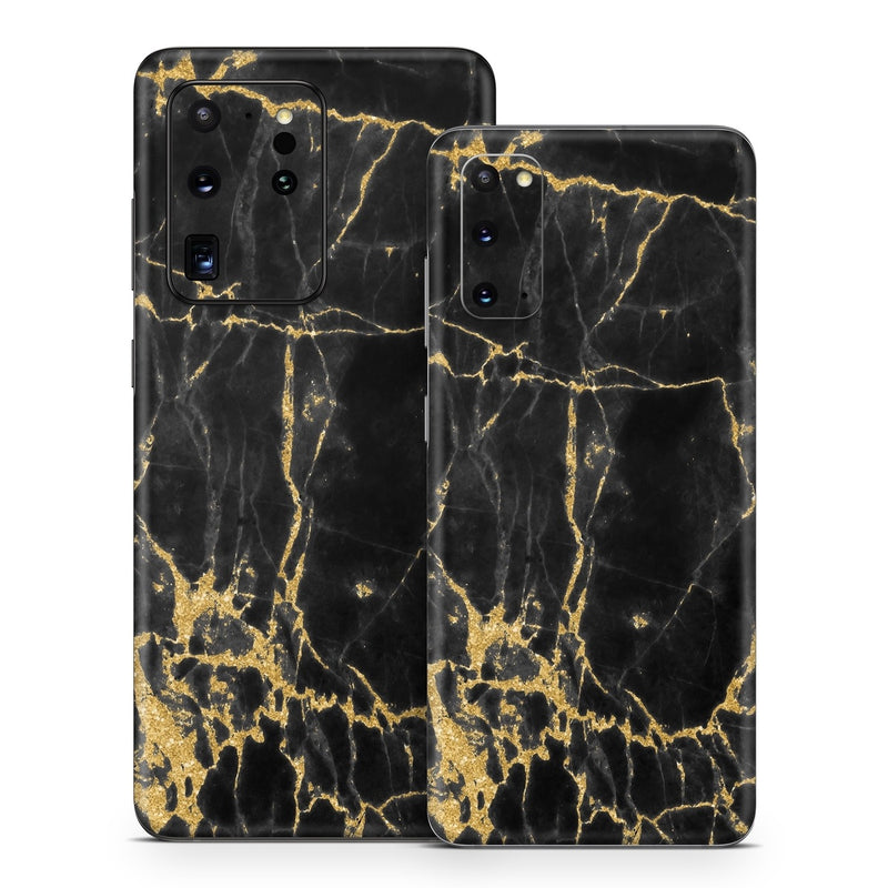 SGS20-BLACKGOLD Samsung Galaxy S20 Skin - Black Gold Marble -  Decal Girl