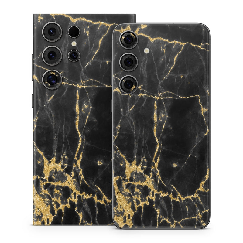 SGS24-BLACKGOLD Samsung Galaxy S24 Skin - Black Gold Marble -  Decal Girl