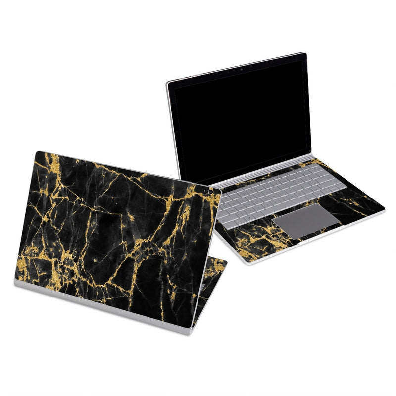 MSSB-BLACKGOLD Microsoft Surface Book Skin - Black Gold Marble -  Decal Girl