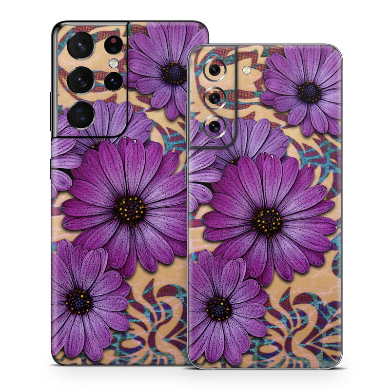 SGS21-DAISDAM Samsung Galaxy S21 Skin - Daisy Damask -  Decal Girl