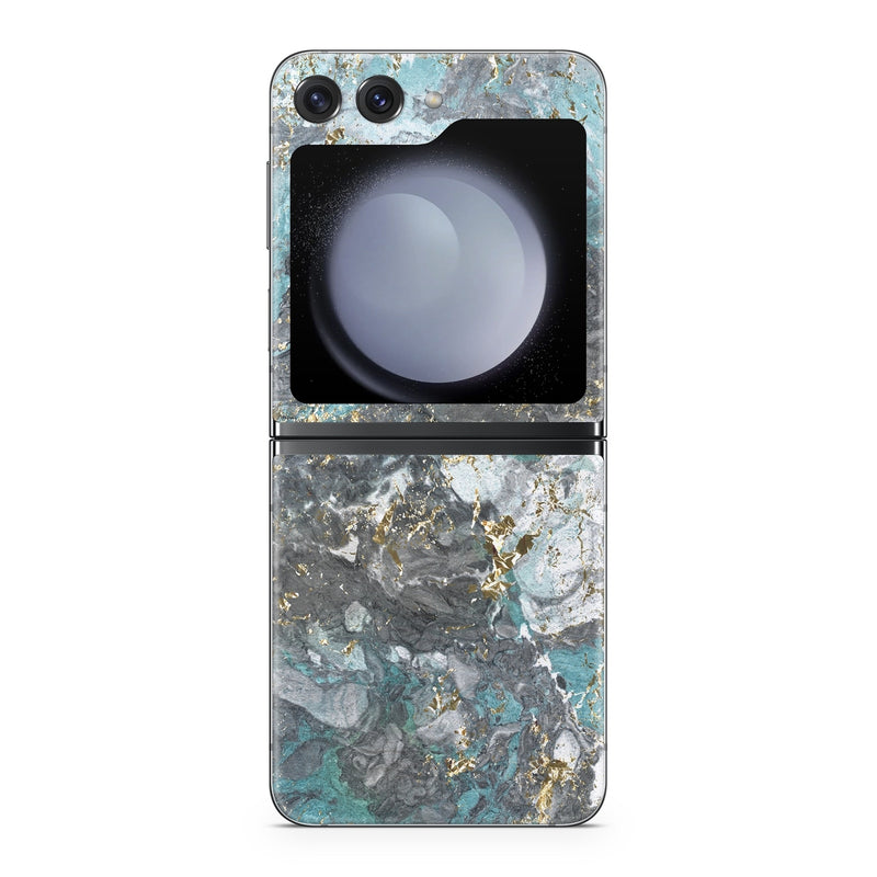 SGZFLP5-GGLACIERMARB Samsung Galaxy Z Flip5 Skin - Gilded Glacier Marble -  Decal Girl