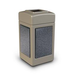 42 gal StoneTec Open-Top Square Waste Container, Beige with Pepperstone Panels