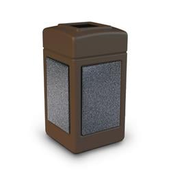 42 gal StoneTec Open-Top Square Waste Container, Brown with Pepperstone Panels