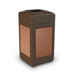 42 gal StoneTec Open-Top Square Waste Container, Brown with Sedona Panels