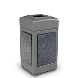 Commercial Zone 720348K 42 gal StoneTec Open-Top Square Waste Container, Gray with Pepperstone Panels