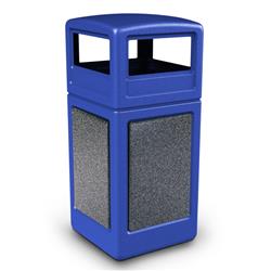 Commercial Zone 720431K 42 gal StoneTec Dome-Lid Square Waste Container, Blue with Pepperstone Panels