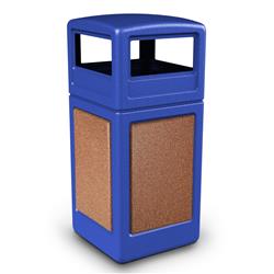 Commercial Zone 720434K 42 gal StoneTec Dome-Lid Square Waste Container, Blue with Sedona Panels
