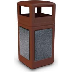 Picture of Commercial Zone 720422K 42 gal StoneTec Square Dome-Lid Square Waste Container, Brown