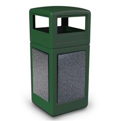 Commercial Zone 720426K 42 gal StoneTec Dome-Lid Square Waste Container, Forest Green with Pepperstone Panels