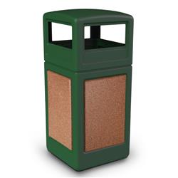 Commercial Zone 720429K 42 gal StoneTec Dome-Lid Square Waste Container, Forest Green with Sedona Panels