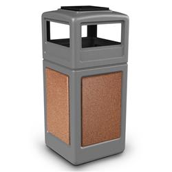 Commercial Zone 720547K 42 gal StoneTec Ashtray-Lid Square Waste Container, Gray with Sedona Panels