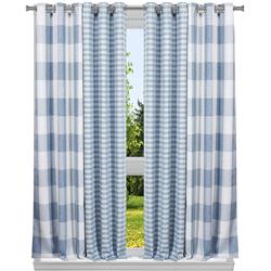 Picture of Blackout 365 COQBL-6 -12570 23 x 86 in. Colin Buffalo Check & Stripes Blackout Curtain Set&#44; Azul